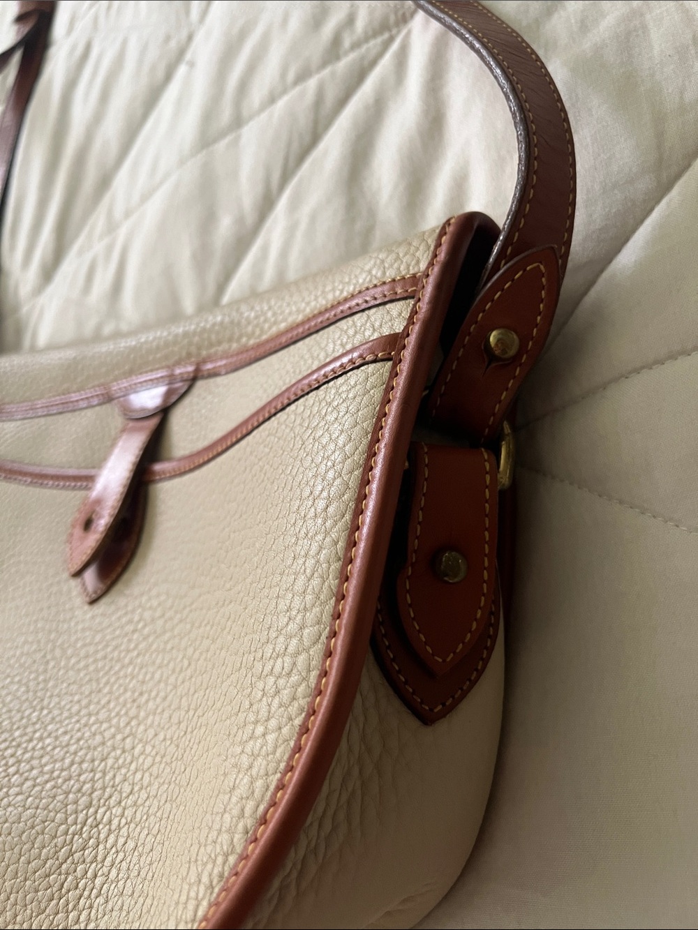 DOONEY & BOURKE Vintage 90's Cavalry Trooper Bag ivory / brown - Picture 10 of 16